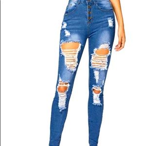 Stonewashed Distressed Skinny Jeans